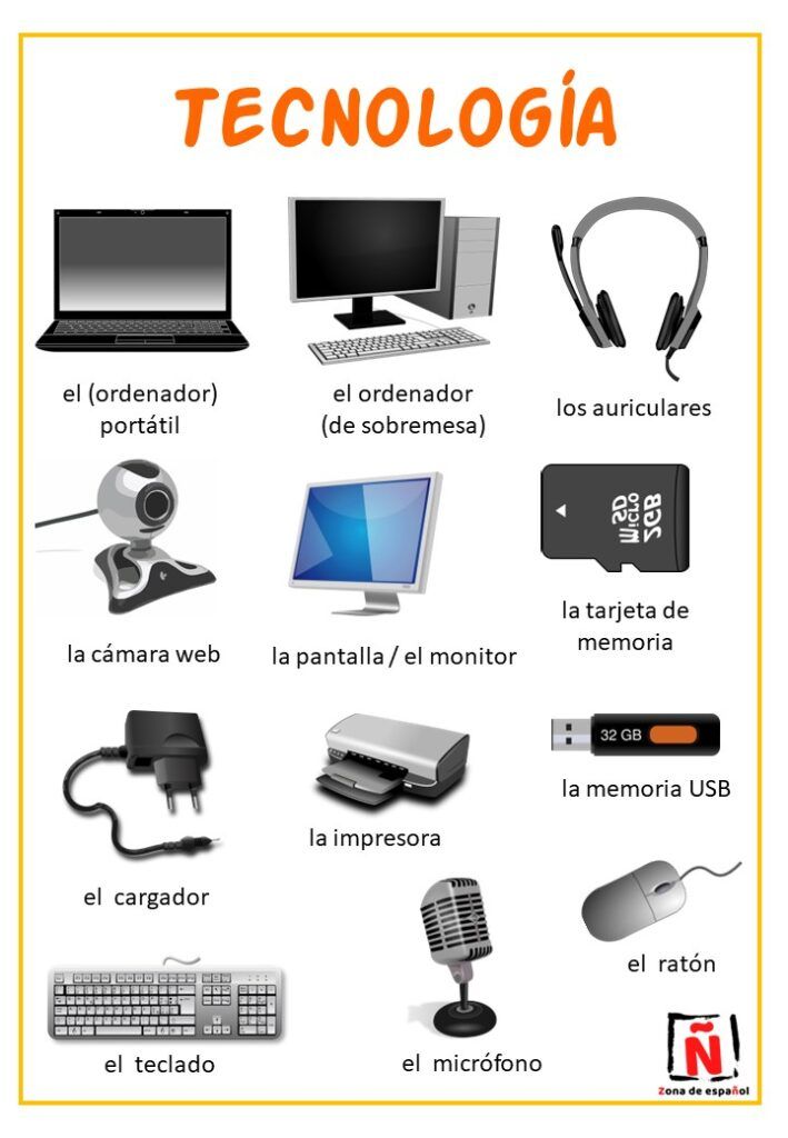 Vocabulario sobre tecnología en español. Aprende vocabulario. Español para extranjeros online.